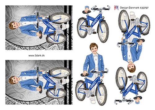 3D Konfirmationsdreng med cykel